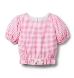 Janie and Jack Swim Outfits|Girl-Gingham Terry Top dahlia pink gingham