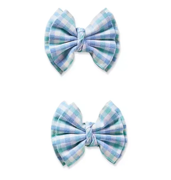 Janie and Jack Kids Accessories|Petite Plume-Girl's Hair Bows in spring gingham