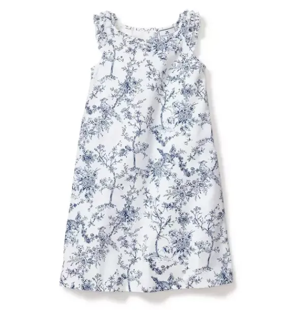 Janie and Jack Kids Pajamas|Petite Plume-Girl's Twill Amelie Nightgown in blue timeless toile