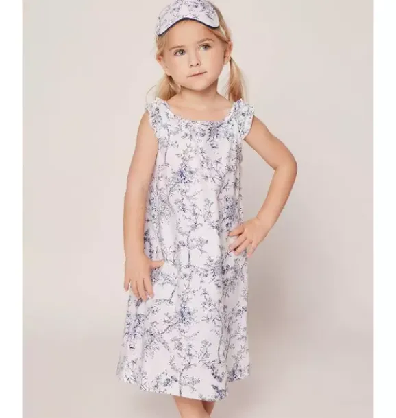 Janie and Jack Kids Pajamas|Petite Plume-Girl's Twill Amelie Nightgown in blue timeless toile