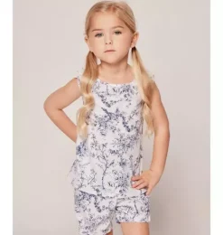 Janie and Jack Kids Pajamas|Petite Plume-Girl's Twill Amelie Short Set in blue timeless toile