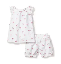 Janie and Jack Kids Pajamas|Petite Plume-Girl's Twill Amelie Short Pajama Set in flamingos