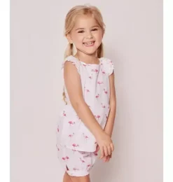Janie and Jack Kids Pajamas|Petite Plume-Girl's Twill Amelie Short Pajama Set in flamingos