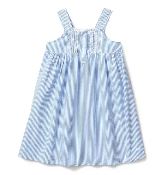 Janie and Jack Kids Pajamas|Petite Plume-Girl's Twill Charlotte Nightgown in french blue seersucker
