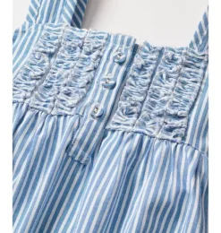 Janie and Jack Kids Pajamas|Petite Plume-Girl's Twill Charlotte Nightgown in french blue seersucker