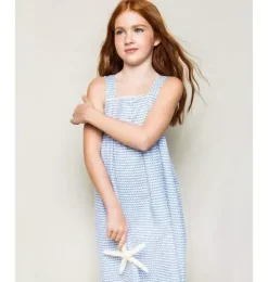 Janie and Jack Kids Pajamas|Petite Plume-Girl's Twill Charlotte Nightgown in la mer