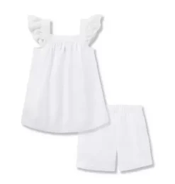 Janie and Jack Kids Pajamas|Petite Plume-Girl's Twill Clara Short Set in white