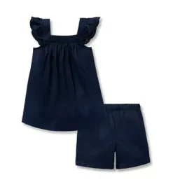 Janie and Jack Kids Pajamas|Petite Plume-Girl's Twill Clara Short Set in navy