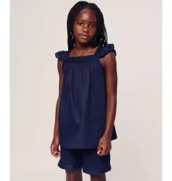 Janie and Jack Kids Pajamas|Petite Plume-Girl's Twill Clara Short Set in navy