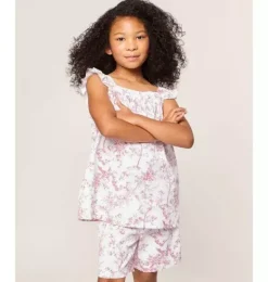 Janie and Jack Kids Pajamas|Petite Plume-Girl's Twill Clara Short Set in pink timeless toile