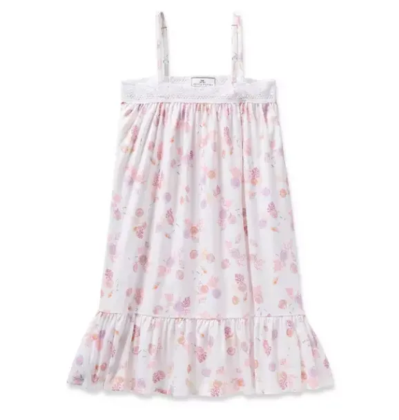 Janie and Jack Petite Plume|Kids Pajamas-Girl's Twill Lily Nightgown in seashell splendor