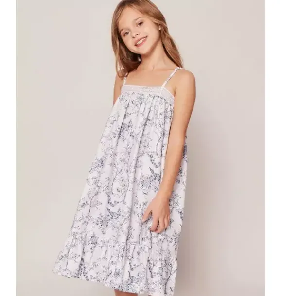 Janie and Jack Kids Pajamas|Petite Plume-Girl's Twill Lily Nightgown in blue timeless toile