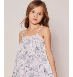 Janie and Jack Kids Pajamas|Petite Plume-Girl's Twill Lily Nightgown in blue timeless toile