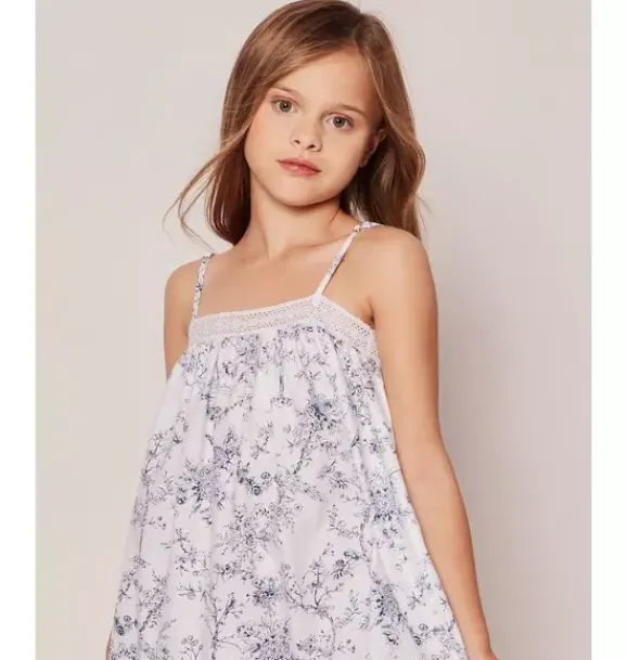 Janie and Jack Kids Pajamas|Petite Plume-Girl's Twill Lily Nightgown in blue timeless toile