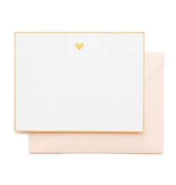 Janie and Jack Stationery-Gold Heart Note Set (6 Cards) multi