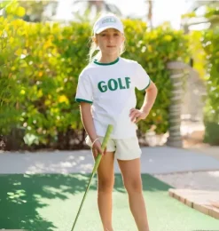 Janie and Jack Kids Clothing-Golf Crewneck T-Shirt, Green white/green