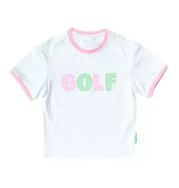 Janie and Jack Kids Clothing-Golf Crewneck T-Shirt, Pink white/pink