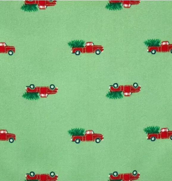 Janie and Jack Pajamas-Good Night Classic Pajama In Holiday Truck light green holiday truck