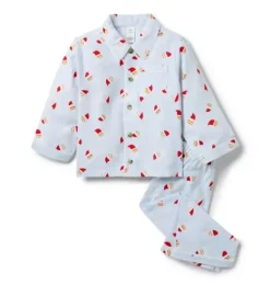 Janie and Jack Pajamas|Pajama Sets-Good Night Classic Pajamas In Santa light blue santa