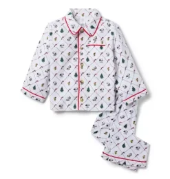 Janie and Jack Character Pajamas|Pajama Sets-Good Night Classic Pajamas In Peanuts Holiday Icons white peanuts holiday