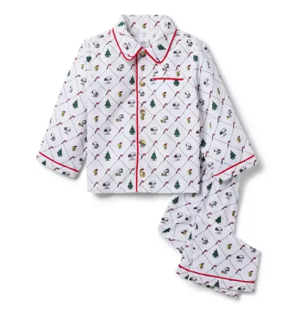 Janie and Jack Character Pajamas|Pajama Sets-Good Night Classic Pajamas In Peanuts Holiday Icons white peanuts holiday