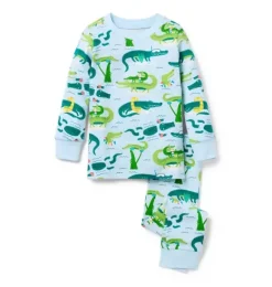 Janie and Jack Pajama Sets|Pajamas-Good Night Pajama In Alligator Pool Party light blue alligator