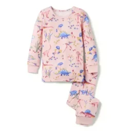 Janie and Jack Pajama Sets|Pajamas-Good Night Pajama In Dinosaur Floral light pink dinosaur floral