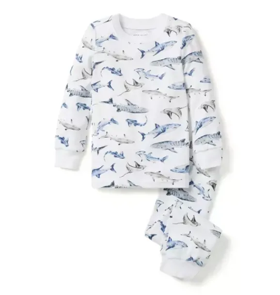 Janie and Jack Pajamas|Pajama Sets-Good Night Pajama In Shark Friends white shark friends