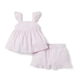 Janie and Jack Pajama Sets|Pajamas-Good Night Ruffle Pajama In Stripe light pink stripe