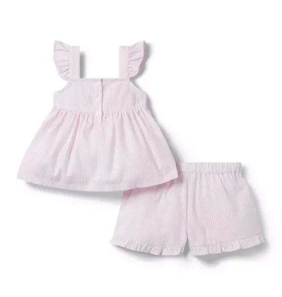Janie and Jack Pajama Sets|Pajamas-Good Night Ruffle Pajama In Stripe light pink stripe