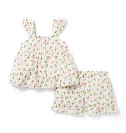Janie and Jack Pajamas|Pajama Sets-Good Night Ruffle Pajama In Strawberry white strawberry