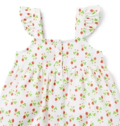Janie and Jack Pajamas|Pajama Sets-Good Night Ruffle Pajama In Strawberry white strawberry