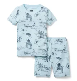 Janie and Jack Pajamas|Pajama Sets-Good Night Short Pajama In STAR WARS Toile soft blue star wars toile