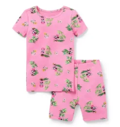 Janie and Jack Pajama Sets|Character Pajamas-Good Night Short Pajama In Disney Minnie Mouse Vacation sunrise pink minnie mouse vacation
