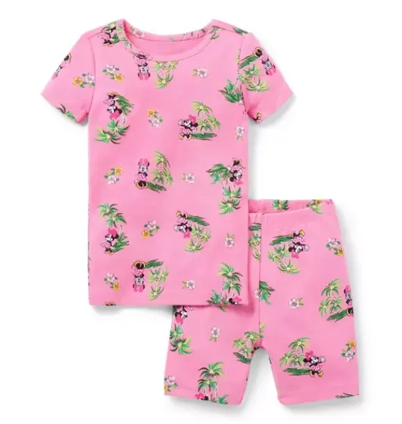 Janie and Jack Pajama Sets|Character Pajamas-Good Night Short Pajama In Disney Minnie Mouse Vacation sunrise pink minnie mouse vacation
