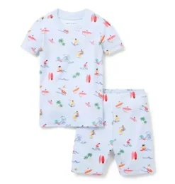 Janie and Jack Pajamas|Pajama Sets-Good Night Short Pajama In Surfer pale blue surfer
