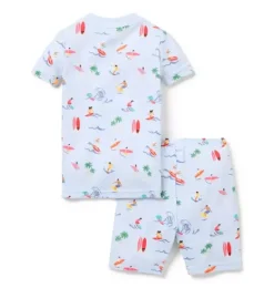 Janie and Jack Pajamas|Pajama Sets-Good Night Short Pajama In Surfer pale blue surfer
