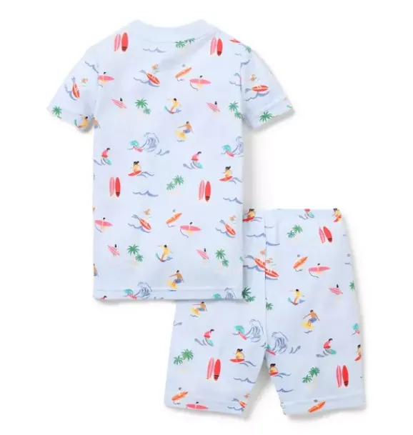 Janie and Jack Pajamas|Pajama Sets-Good Night Short Pajama In Surfer pale blue surfer