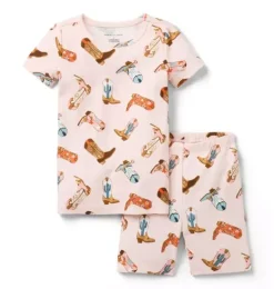 Janie and Jack Pajama Sets|Pajamas-Good Night Short Pajama In Cowgirl Boot pink confection cowgirl boot