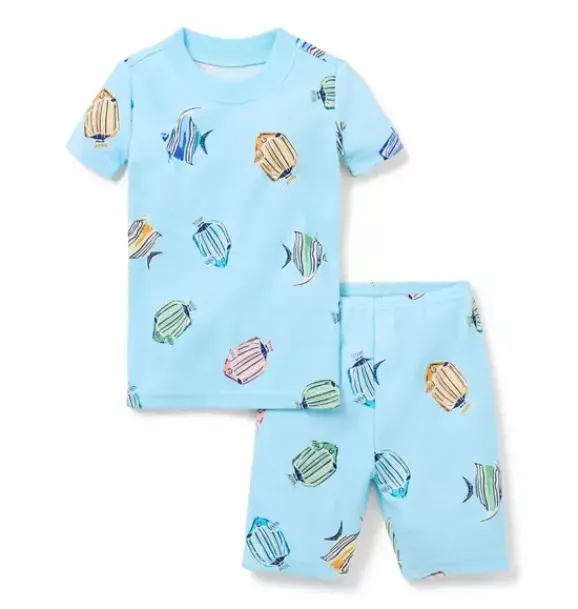 Janie and Jack Pajamas|Pajama Sets-Good Night Short Pajama In Tropical Fish sunny skies tropical fish