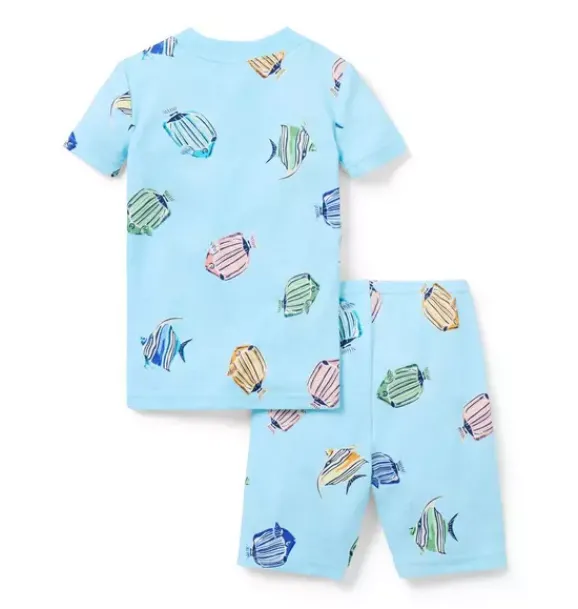 Janie and Jack Pajamas|Pajama Sets-Good Night Short Pajama In Tropical Fish sunny skies tropical fish