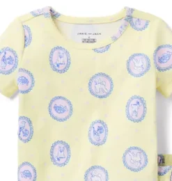 Janie and Jack Pajamas|Pajama Sets-Good Night Short Pajama In Animal Portrait pineapple cream animal portrait