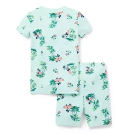 Janie and Jack Pajamas|Character Pajamas-Good Night Short Pajama In Disney Mickey Mouse Surf light turquoise mickey mouse surf