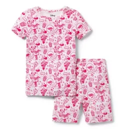 Janie and Jack Pajamas|Pajama Sets-Good Night Short Pajama In Disney Minnie Mouse Sleepover pink melon minnie mouse sleepover