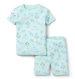 Janie and Jack Pajama Sets|Pajamas-Good Night Short Pajama In Walrus mint chip walrus