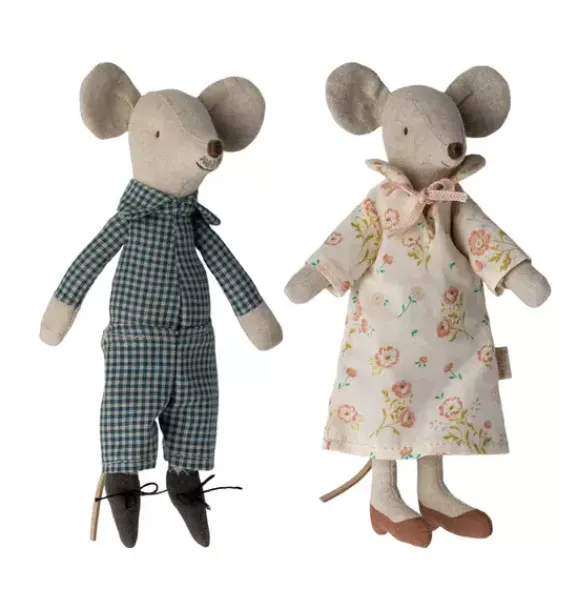 Janie and Jack Dolls-Grandma & Grandpa Mice in Cigarbox multi