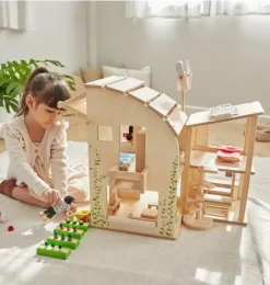 Janie and Jack Development Toys|Dolls-Green Dollhouse With Furniture multi