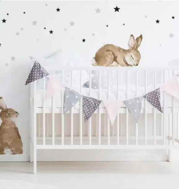 Janie and Jack Wallpaper-Happy Rabbits Wonderland Wall Decal Set multi