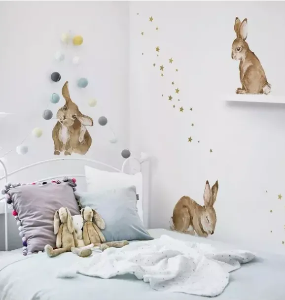 Janie and Jack Wallpaper-Happy Rabbits Wonderland Wall Decal Set multi