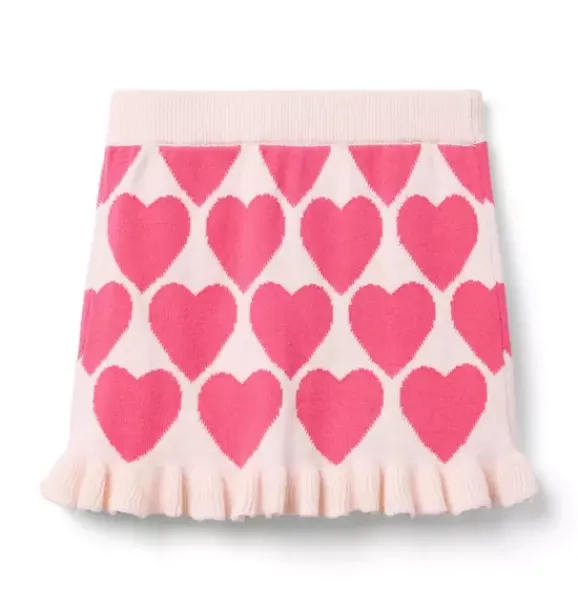 Janie and Jack Skirts & Shorts-Heart Ruffle Hem Sweater Skirt pink pearl heart